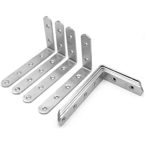 8 Pcs Equerre Metal Fixation, Support pour Tablette en Verre Support de Coin, Forme en L Support pour Angle, Renfort d'angle de 125mm x 75mm x 20mm-Fei Yu