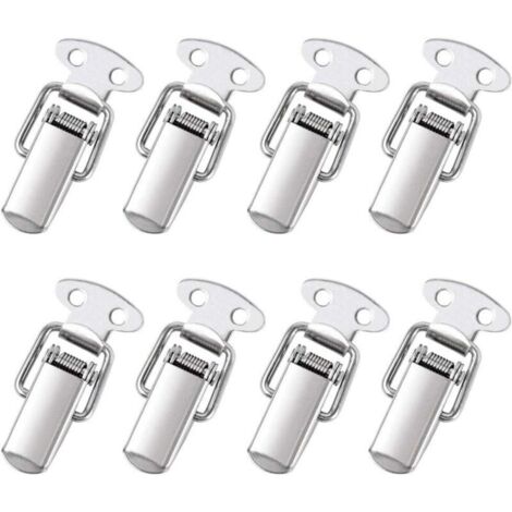 8 PCS Fermeture à Levier Loquet à Ressort avec Crochet Fermeture à Ressort en Acier Inoxydable pour Coffret, Boîte, Tiroir, Armoire, Trousse médical