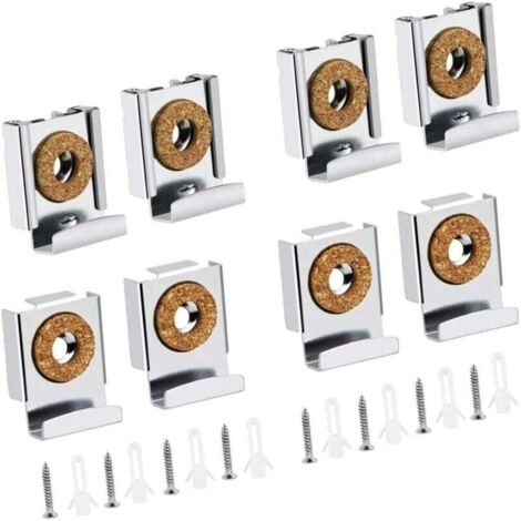 8 Pcs Fixation Miroir Mural Fixation Miroir Lourd Support Miroir Mural Support Miroir Barbier avec Bouchon en Plastique et vis pour Accrocher.