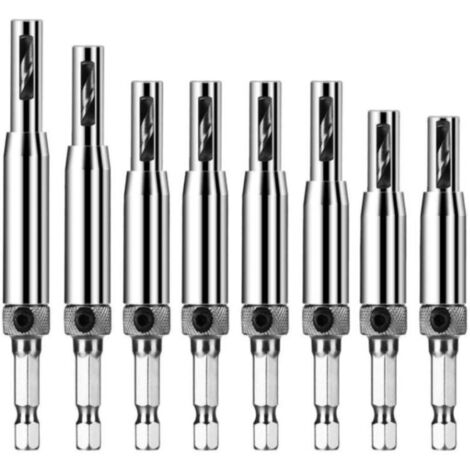 8 PCS Foret à Centrer, Foret pour Charnière à Centrage Automatique, Outil de Perçage du Trou pour Le Travail Du Bois, Mèches de Perçage pour Fenêtre de Porte Ajustable