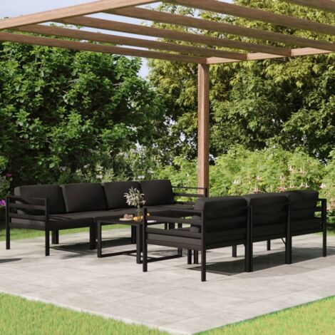 8 PCS Garden Lounge Set con almohadillas de aluminio antracita - 319186
