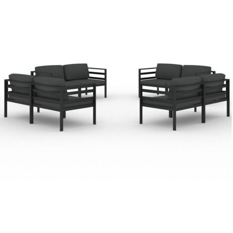 8 PCS Garden Lounge Set con cojines de aluminio de antracita - 318364