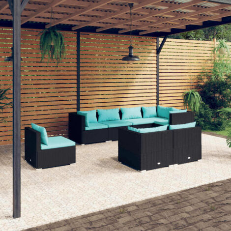 8 PCS Garden Lounge Set con Vime PE Negro