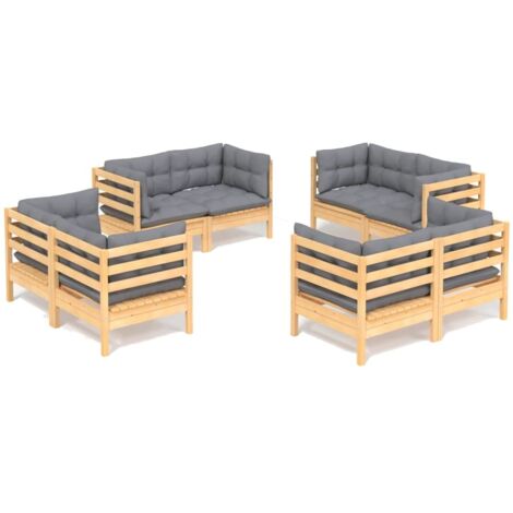 8 PCS Garden Lounge Set + Pin Grey Coushions - 298919