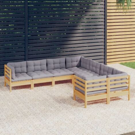 8 PCS Garden Lounge Set + pin sólido