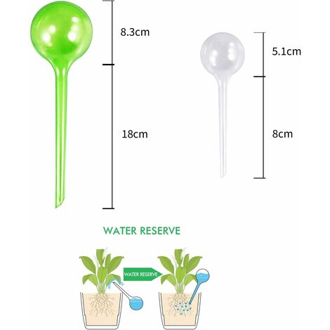 8 Pcs Globe d'arrosage, Automatique Boule d'irrigation pour Arrosage Plante Interieur Fleurs Jardin en Pot (2 Tailles, Vert et Transparents)