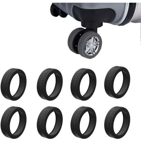 8 Pcs Housses de protection en caoutchouc pour roue de valise, silencieuse, boîtier de chariot à roulettes, housse de protection de remplacement en silicone, housse de roue universelle（5.25.21