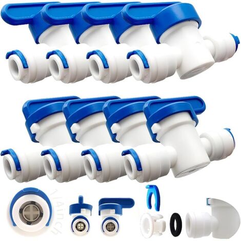 8 Pcs Inline Robinet/Vanne d'arrêt/Soupape de Isolation pour 1/4" réfrigérateur congélateur LDPE/système de Filtre à Osmose Inverse Eau Tube pour Tuyau