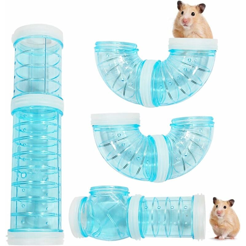 8 pcs Jouet de tunnel de tube de hamster de 5.5 cm de diamètre, jouet de tunnel de connexion de hamster-Bleu-Fei Yu