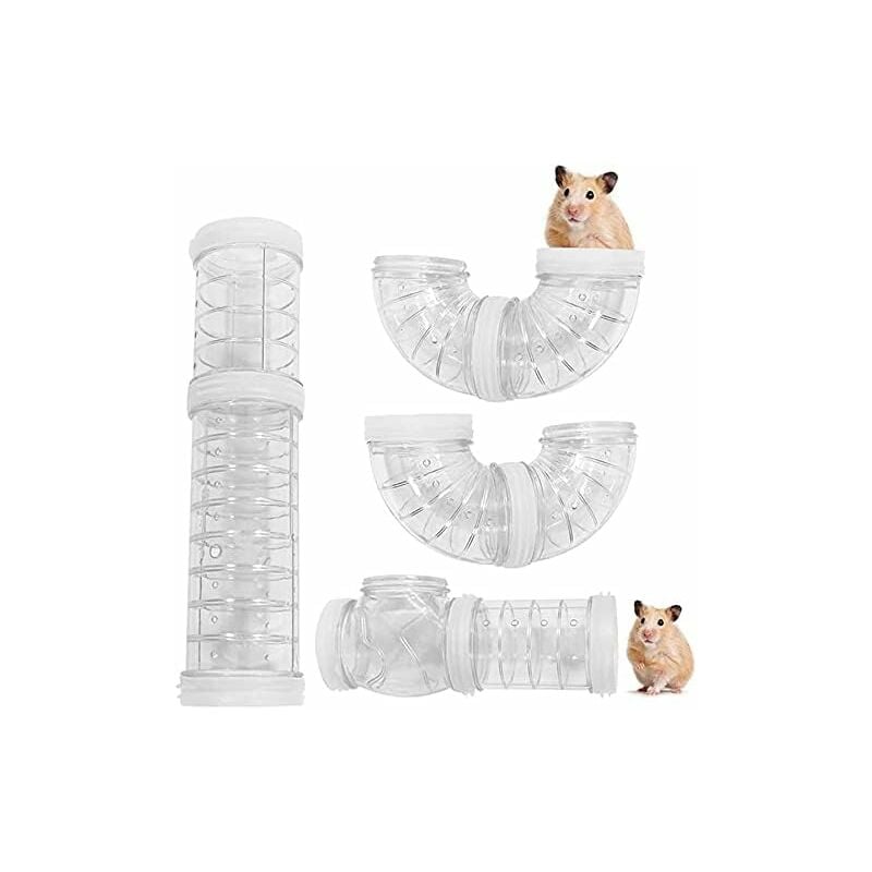 8 pcs Jouet de tunnel de tube de hamster de 5.5 cm de diamètre, jouet de tunnel de connexion de hamster-Transparent Fei Yu