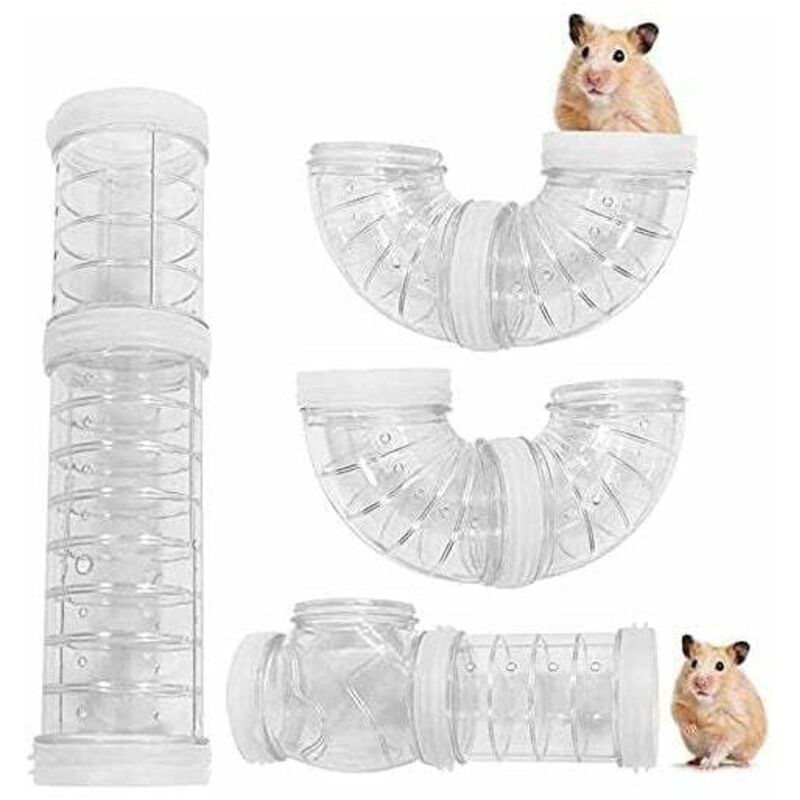 8 pcs Jouet de tunnel de tube de hamster de 5.5 cm de diamètre, jouet de tunnel de connexion de hamster-Transparent-Fei Yu