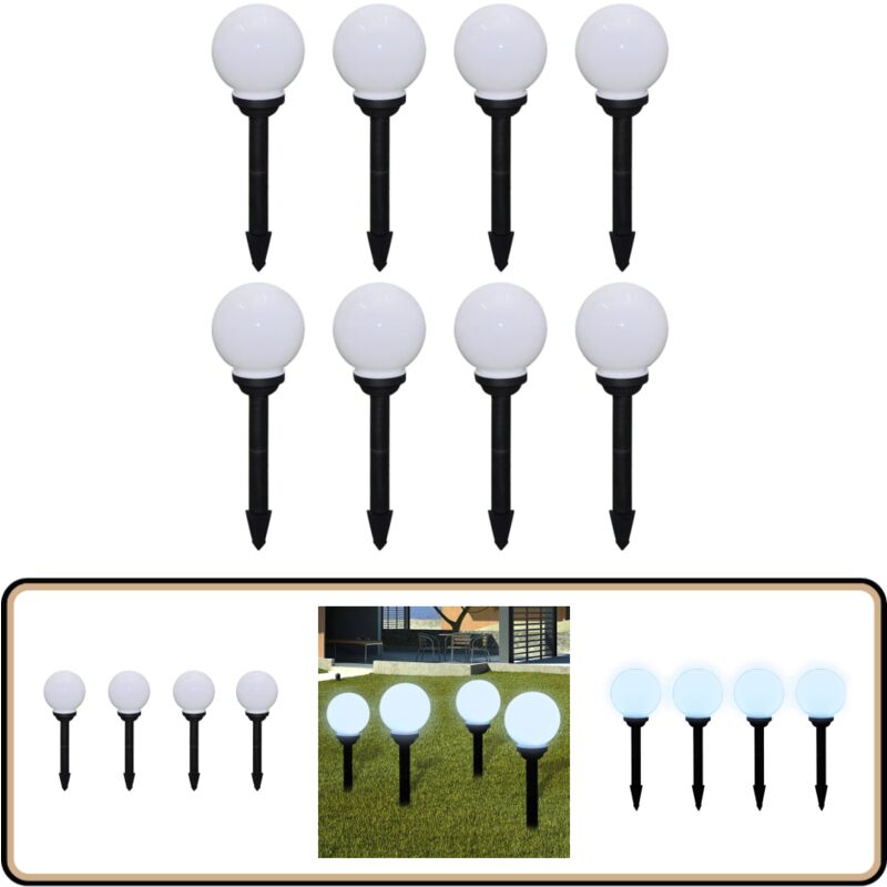 8 pcs Lampes d'allée d'extérieur à led 15 cm et piquet au sol - Lumieres Exterieures - Lampes Solaires - Decoration Jardin - Éclairage Led