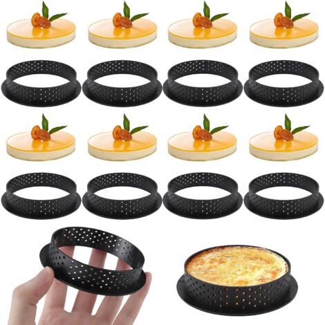 8 PCS Moule à GâTeau Ronde Mousse Cercle Moule perforé La Décoration de Gâteau Cutter Forme Mousse Cercle Anneau Cercle a Tarte pour Anneau de Dessert Cuisson Bricolage décoration de Tarte