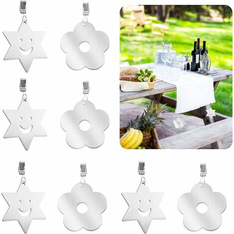 8 Pcs Nappe Lourde Lests Ext&eacuterieure Pinces &agrave Nappe Nappe De Fleurs Poids Nappe Clip de Nappe en Acier Inoxydable Support pour Jardin Pique-niques F&ecircte Cuisine Restaurant