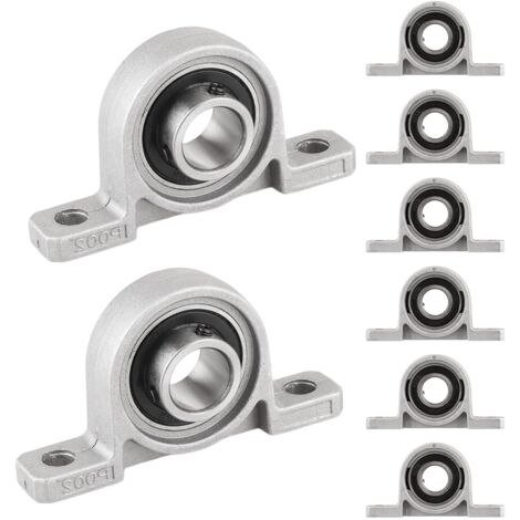 8 Pcs Palier Roulement 20mm en Alliage de Aluminium, Roulement de Bloc d'Oreiller, Paliers à Semelle, KP004 Palier de Roulement pour Imprimante 3d, Roue de Brouette, Machine à Rouler