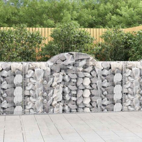 8 pcs Paniers à gabions Clôture de jardin Mur en Gabion Cage à Pierres de Jardin décoratif arqués 200x50x100/120 cm fer galvanisé DBEB1696490