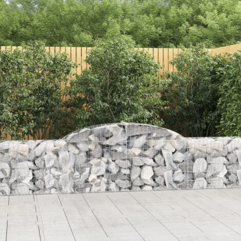 8 pcs Paniers à gabions  Clôture de jardin  Mur en Gabion  Cage à Pierres de Jardin décoratif arqués 300x30x60/80 cm Fer galvanisé DBEB6870845