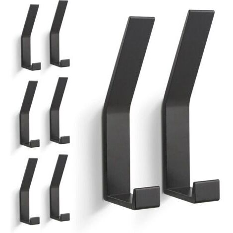 8 PCs Patères, Porte Manteau Mural (Vis Invisibles), Crochet Porte Manteau Moderne pour Vestes, Manteaux, Vêtements, écharpes, Sacs à Main et Plus (Noir)