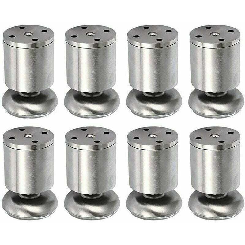 Lucky-88 - 8 pcs Pieds de Meuble en Acier Inoxydable réglables en Hauteur, Pieds de Table, 50 x 80 mm, tapis en caoutchouc, sr et silencieux
