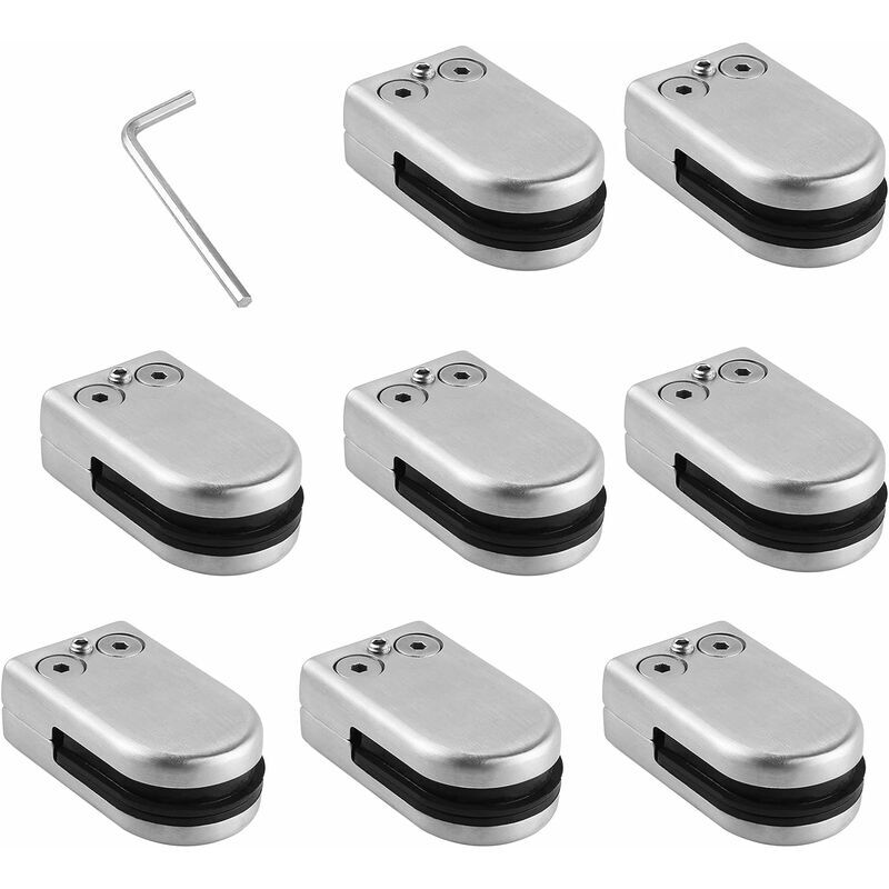 KZQ - 8 pcs Pince à Verre 6-8mm Porte-Verre Clip en verre en Acier Inoxydable 304 Support en verre Réglable en Verre pour Balustrade Escalier Main