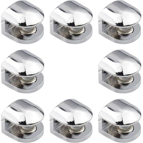 8 Pcs Pince à Verre Pince Support en Alliage de Zinc Fixations Réglable Support pour Tablettes en Verre de 6-8 mm d'épaisseur