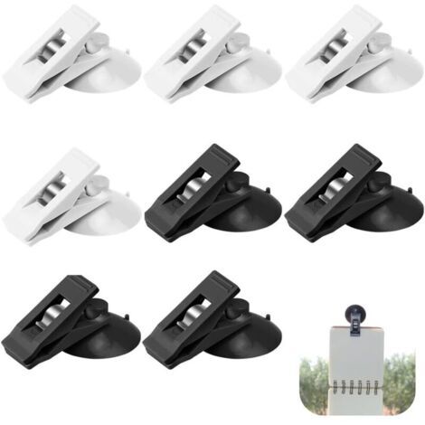 8 PCS Pinces à Ventouse pour Voiture Pince à Cartes avec Ventouse Pare-Brise Porte-Billets Support Ticket Pare Brise pour Fenêtres, Réfrigérateur, Salle de Bains, Bureau, Noir & Blanc