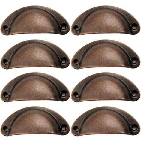 8 Pcs Poignée de Coquille, Poignée Coquille Rétro, Tiroir Poignée, Poignée de Meubles, pour Penderies, Armoire, Tiroirs (Rouge antique)