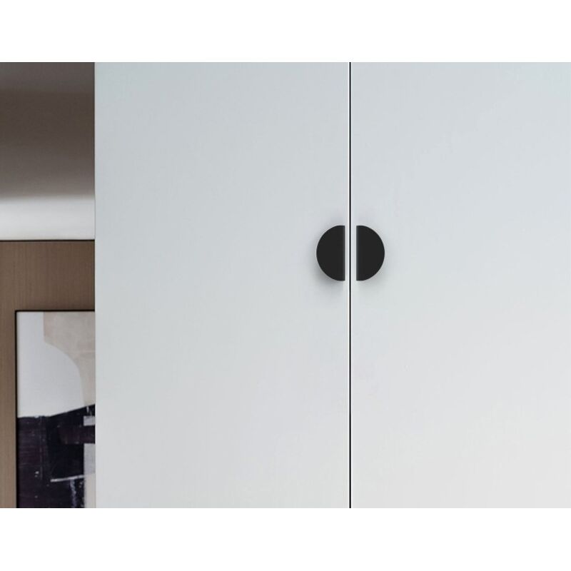 8 pcs Poignées de tiroir en or champagne, poignées de tiroir en demi-lune de 6.4cm noir