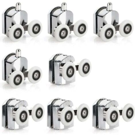 8 pcs Porte de Douche Coulissante Roulette Porte Coulissante Douche en Alliage de Zinc 23 mm de Diamètre Roues Jumelées de Rechange pour Salle de Bain