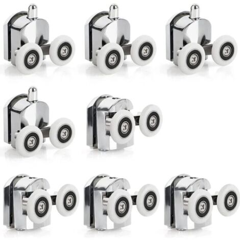 8 pcs Porte de Douche Coulissante Roulette Porte Coulissante Douche en Alliage de Zinc 23 mm de Diamètre Roues Jumelées de Rechange pour Salle de Bain