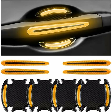 8 PCS Protection Anti-Rayures pour Poignée De Porte Voiture,Film Autocollant Poignée Portière Voiture,Autocollants 3D pour Poignée De Portière(Jaune)