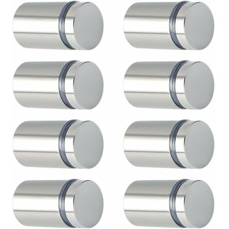 8 Pcs Publicité Vis en Acier Inoxydable Entretoise de Verre Publicitaire pour Plaques et Présentoirs de Signe, 19 mm de diamètre  25 mm de Longueur Brossé