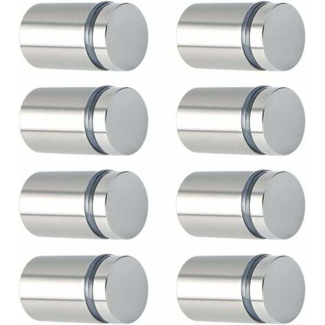 8 Pcs Publicité Vis en Acier Inoxydable Entretoise de Verre Publicitaire pour Plaques et Présentoirs de Signe, 19 mm de diamètre 25 mm de Longueur Brossé