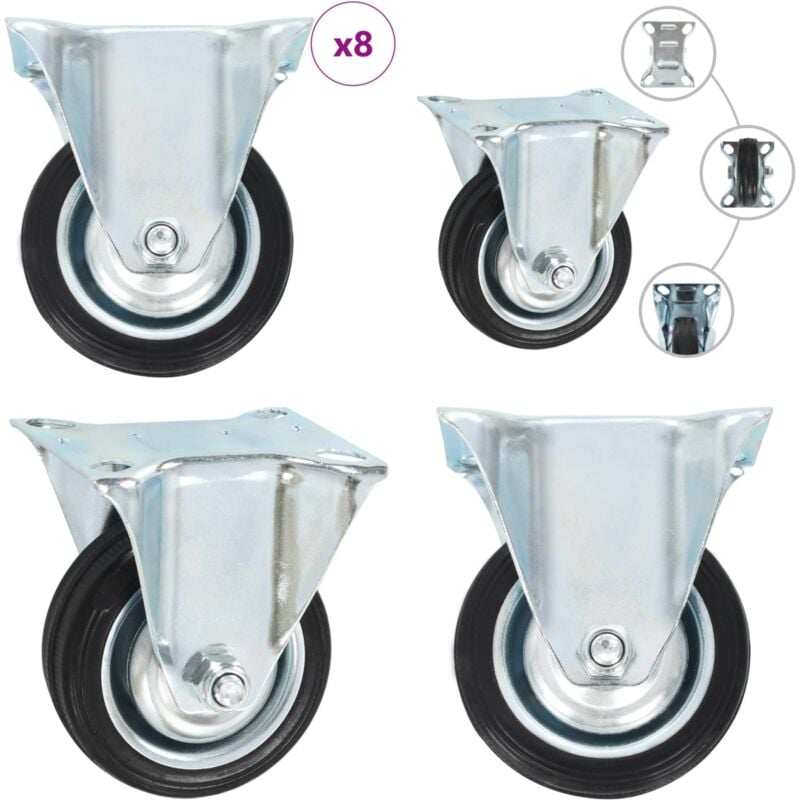 Vidaxl - 8 pcs Roulettes fixes 75 mm - Roulettes Fixes - Roulettes Industrielles - Roues Fixes - Accessoires Meuble - Manutention Charges Lourdes