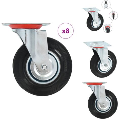 8 pcs Roulettes pivotantes 125 mm - Roulettes Pivotantes - Roulettes De Chariot - Roues Mobiles - Accessoires De Meuble - Chariot Roulant