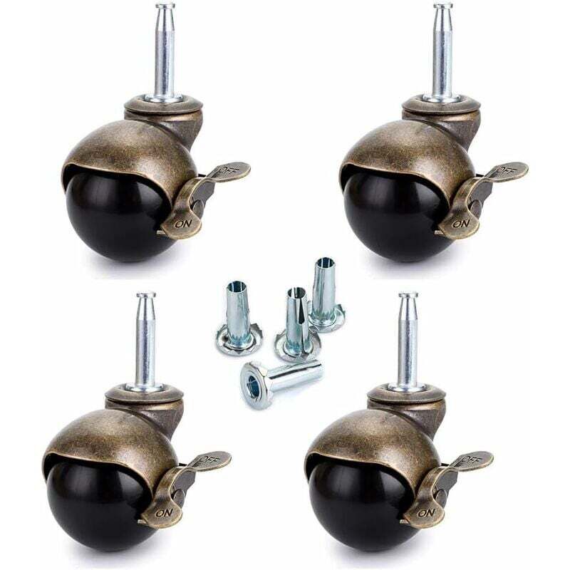 ZVD - 4 Pcs Roulettes Pivotantes à Tige 40mm avec Frein - Nylon