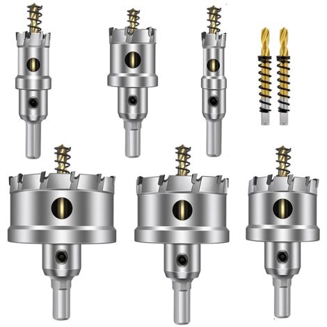 8 PCS Scies Cloches en Alliage de Carbure TCT 16-60mm -Fraise Métal -Foret en Alliage - Multi-dents en Acier Inoxydable Métal Foret Perçage Trou Allié de qualité industrielle coupe trou