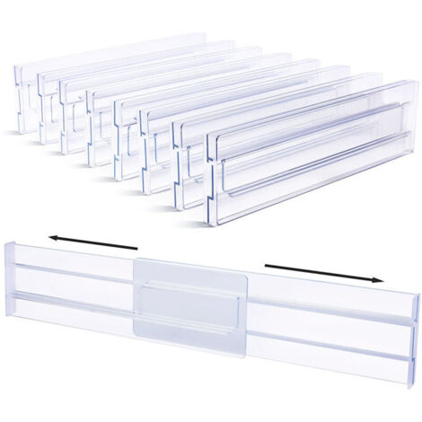 8 PCS Separateur Tiroirs Reglable en Plastique 27.5-52cm Organisateur Diviseurs de Tiroir Réglable Organisateur Rangement Tiroir Bureau Organisateur pour Tiroir de Bureau