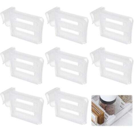 8 pcs Séparateurs et Organisateurs de Réfrigérateur, Diviseurs de Rangement pour Porte Latérale, Étagères Ajustables pour Congélateur, Œufs, Fruits, Boissons et Aliments (Transparent)