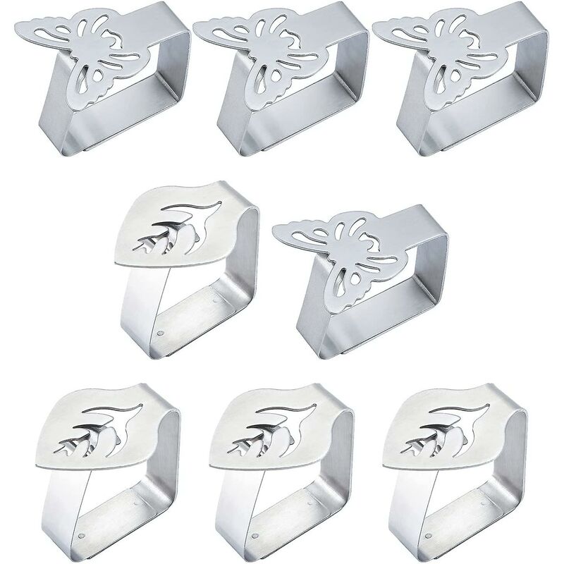 Tumalagia - 8 pcs stainless steel tablecloth clip, adjustable