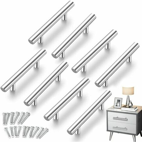8 PCS T- Bar Stick Kitchen Door Handles Pulls With Screws(150MM), Stainless Steel Kitchen Cabinet Handle 96mm Hole Spacing, for Cabinet Door Kitchen Door Handles
