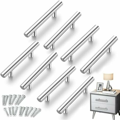 8 PCS T- Bar Stick Kitchen Door Handles Pulls With Screws(150MM), Stainless Steel Kitchen Cabinet Handle 96mm Hole Spacing, for Cabinet Door Kitchen Door Handles