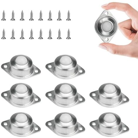 8 PCS Transfert à Billes Roulettes en Nylon  à Rouleaux Unités Transfert à Billes Rotation à 360 Degrés avec M5x16mm Vis pour Canapés Vitrines Chariots Etagères Scooters Armoire-LIAIKI