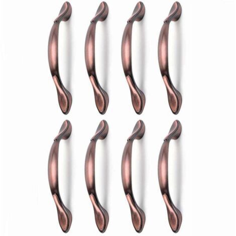 8 pcs Vintage Poignées de Porte de Meubles, Poignées d’Armoire Vintage en Forme d’Arc Poignée Tirer Meubles (Entraxe des trous 96 mm, bronze rouge)