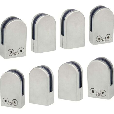 8 PCS(6-8mm) Pince à Verre Porte-Verre En Acier Inoxydable 304 Support de Serrage Clamp Clip Plat Main Courante Fenêtre Balustrade Réglable Escalier