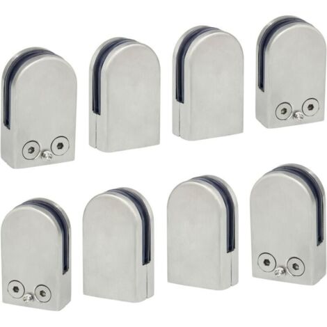 8 PCS(6-8mm) Pince à Verre Porte-Verre En Acier Inoxydable 304 Support de Serrage Clamp Clip Plat Main Courante Fenêtre Balustrade Réglable Escalier
