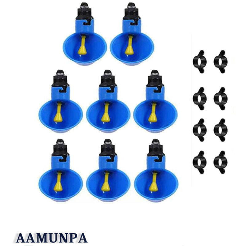 Roleader - 8 pcs,Abreuvoir Poulet Plastique,Abreuvoir Poulet Automatique,Abreuvoir Poules,Abreuvoir Poulet Bleu,Fontaine à Boire La Ferme,Convient