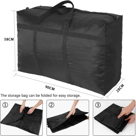 8 pezzi 150L grandi borse portaoggetti per indumenti, borse portaoggetti in tessuto Oxford 600D, borse nere per traslochi per piumoni, coperte