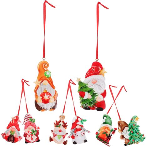 8 Pezzi Ciondolo Natalizio Decorazione Natalizia Camino CD Ciondolo Albero di Natale Babbo Natale Ornamento Festa di Natale Decorazione da Appendere Natale Ornamento da Appendere in Resina per Albero 
