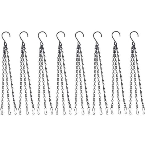 8 pezzi di catena per appendere con clip, gancio per cestino sospeso in metallo da 23 pollici, 3 gambe, catena per appendere piante